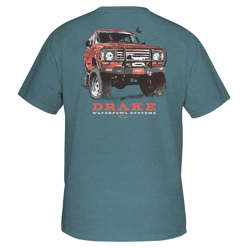 Drake Red 4X4 Truck T-Shirt- Smoke Blue Heather