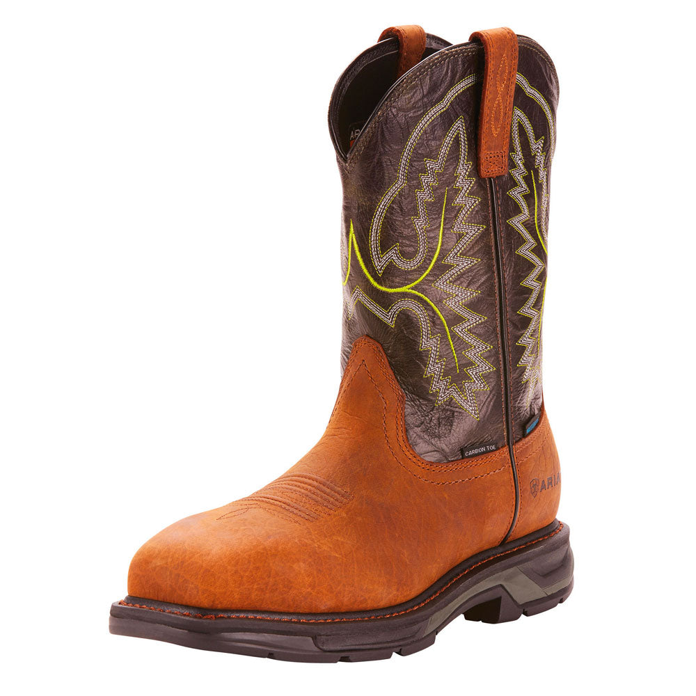 Ariat Men's WorkHog® XT Waterproof Carbon Toe Work Boot- Tumbled Bark/Dark Forest