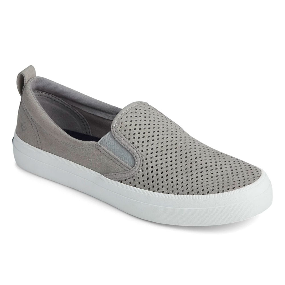 Sperry Women's Crest Twin Gore Leather Wave Perforated Sneaker- Grey