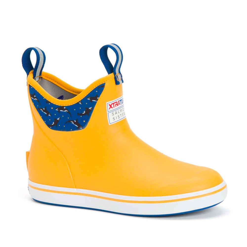 XTRATUF Women's Salmon Sisters Ankle Deck Boots- Yellow / Celestial Sea